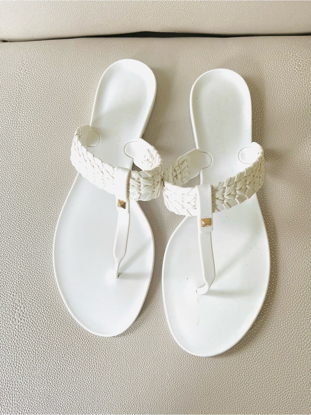 Jack Rogers  braided white  jelly thongs 10 - Picture 4 of 13